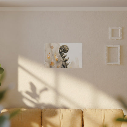 Fern Unfurling Watercolor Canvas Art | Earthy Japandi Art
