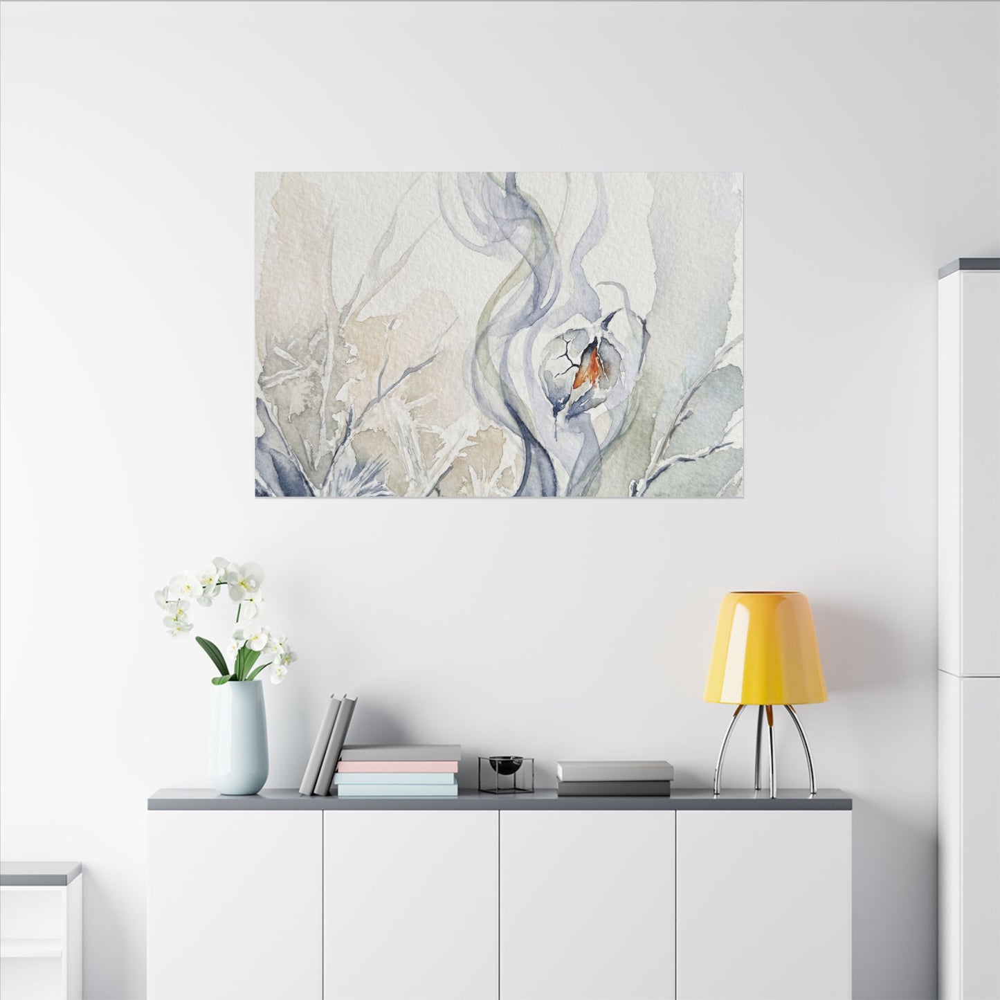 Earthy Incense Smoke Canvas Art - Watercolor Japandi