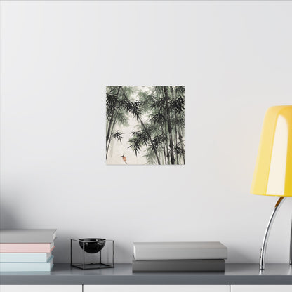 Zen Bamboo Grove in Overcast | Sumi E Canvas Art