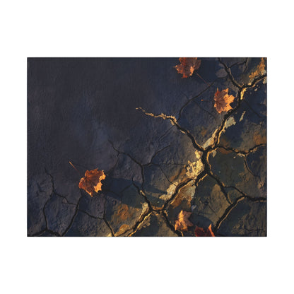 Cracked Earth Canvas Art | Autumn Dark Japandi Dark Texture Art Art Print