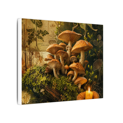Spring Wild Mushrooms Herbarium Canvas Art | Earthy Decor