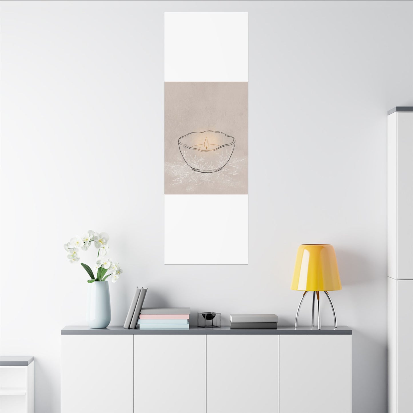 Ceramic Bowl Minimal Line Canvas Art | Neutral Japandi Art