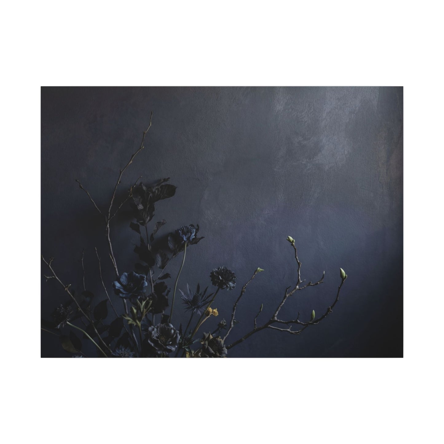 Dried Flowers Spring Canvas Art | Dark Japandi Moody Design