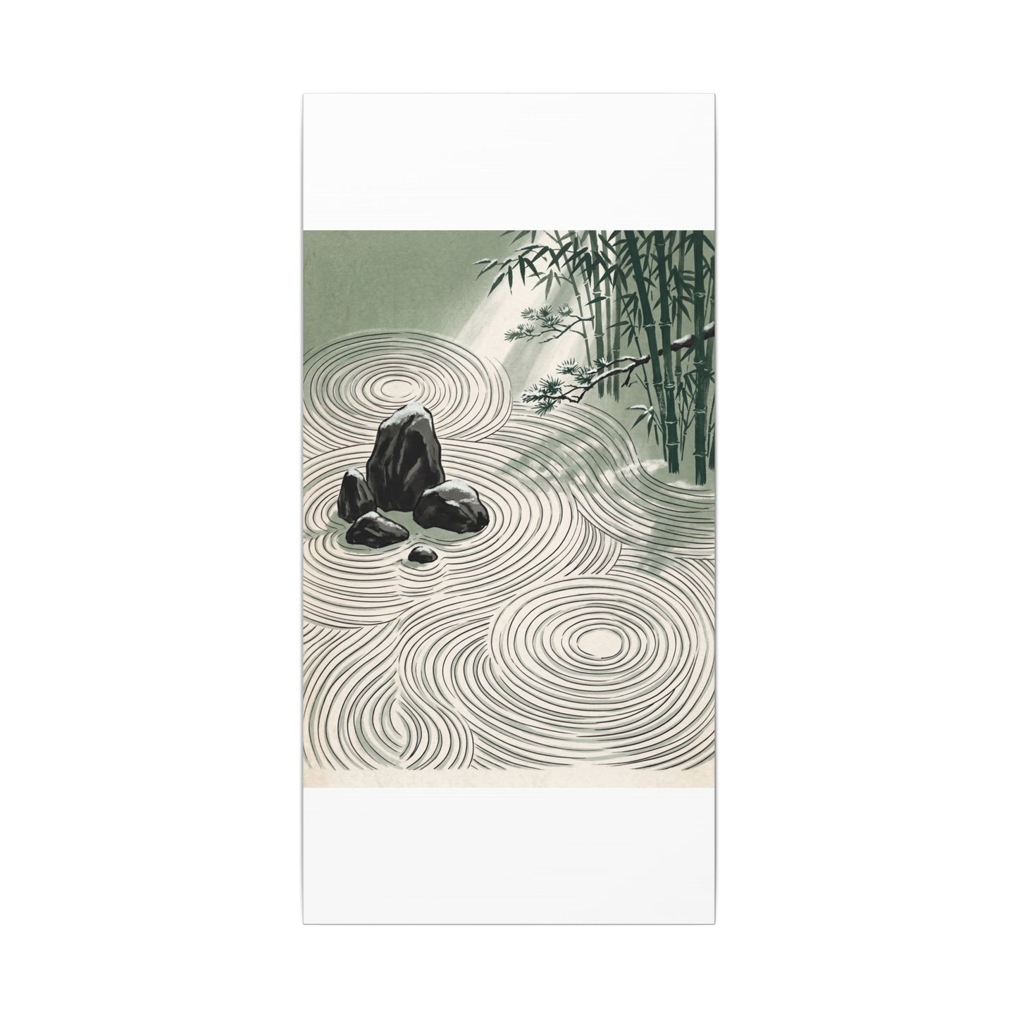 Shibui Rock Garden Canvas Art - Zen Ukiyo E Inspired