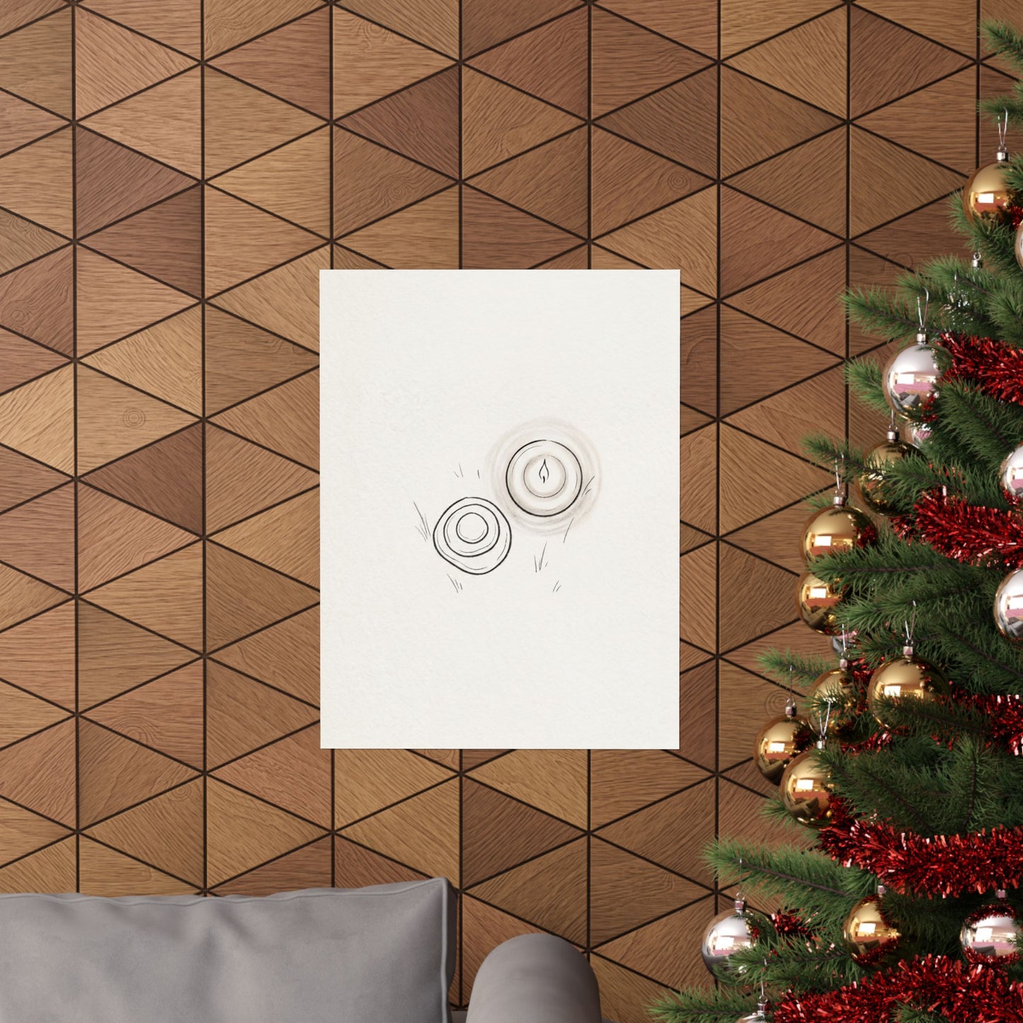 River Stones Minimal Line Wall Art Print | Neutral Japandi Art