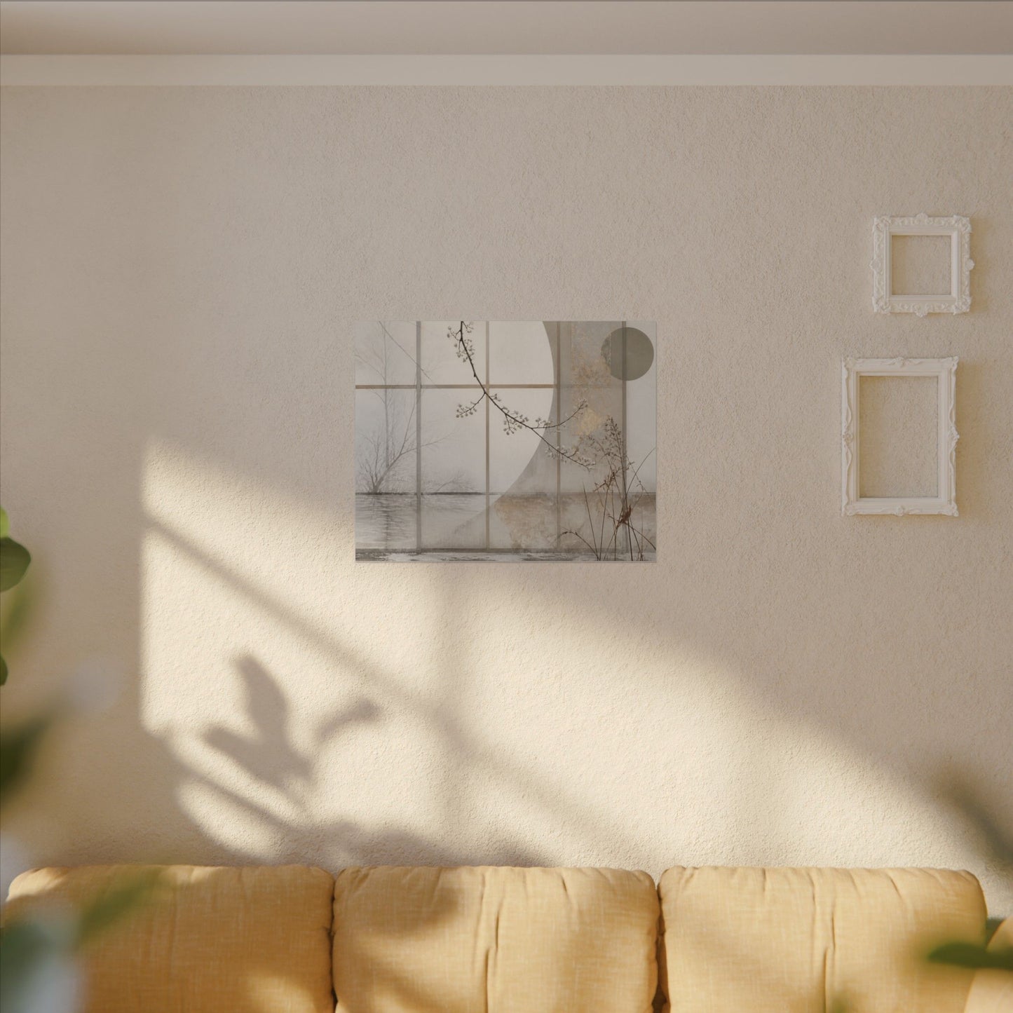 Winter Shoji Screen Japanese Pattern Canvas Art | Elegant Decor