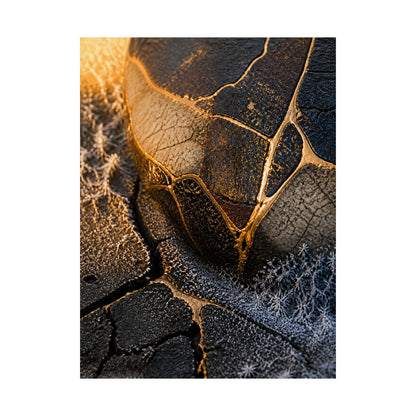 Kintsugi Cracked Earth in Golden Hour | Gold Repair Wall Art Print