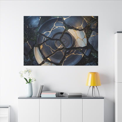 Resilient Broken Pottery Canvas Art - Gold Vein Kintsugi