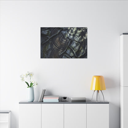 Rock Garden Canvas Art | Winter Dark Japandi Dark Texture Art