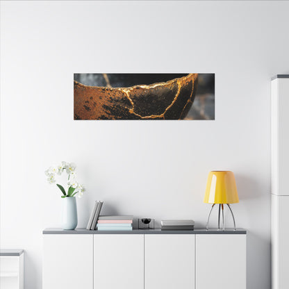 Kintsugi Ceramic Bowl in Golden Hour | Gold Vein Canvas Art