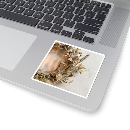 Dried Flowers Japanese Pattern Sticker | Elegant Japandi Art Art Print