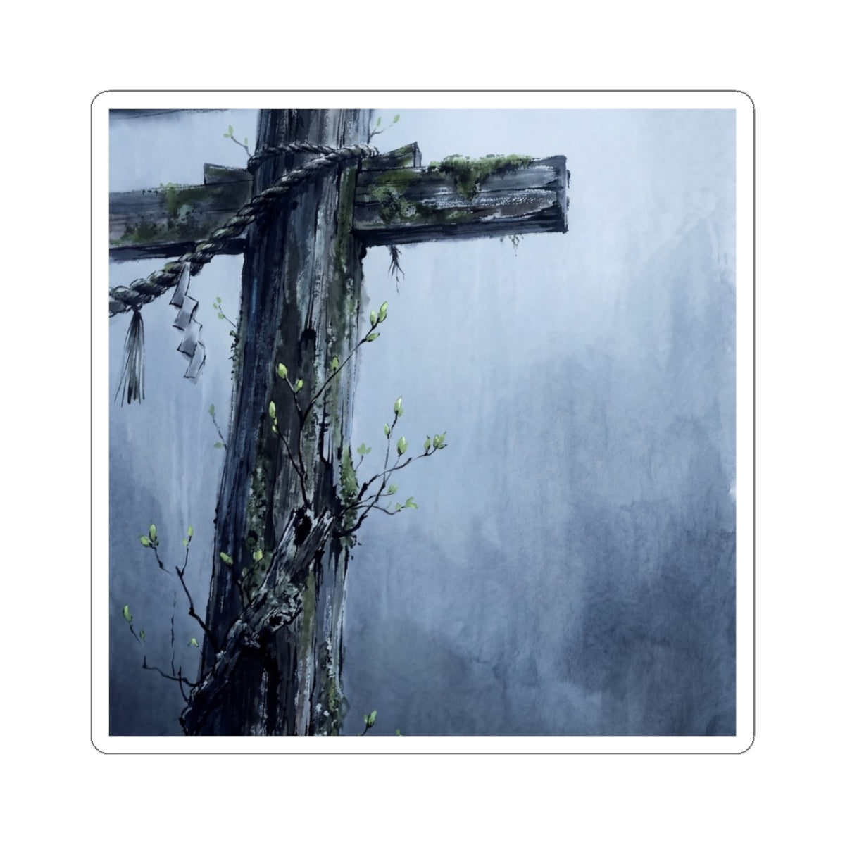 Broken Pottery Spring Sticker | Kintsugi Resilient Design Art Print