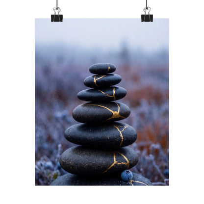 Kintsugi River Stones in Overcast | Broken Beauty Wall Art Print Art Print