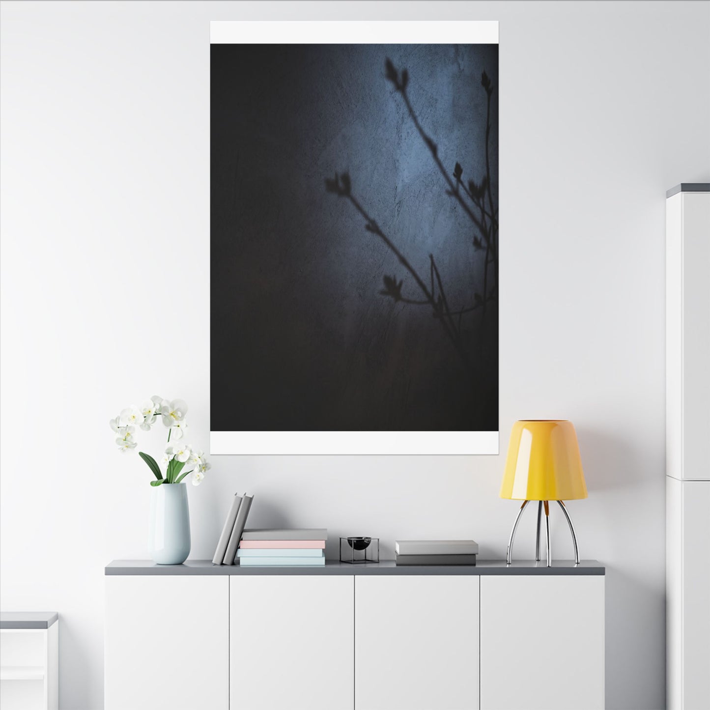 Shadow Play Canvas Art | Spring Dark Japandi Moody Minimal Art