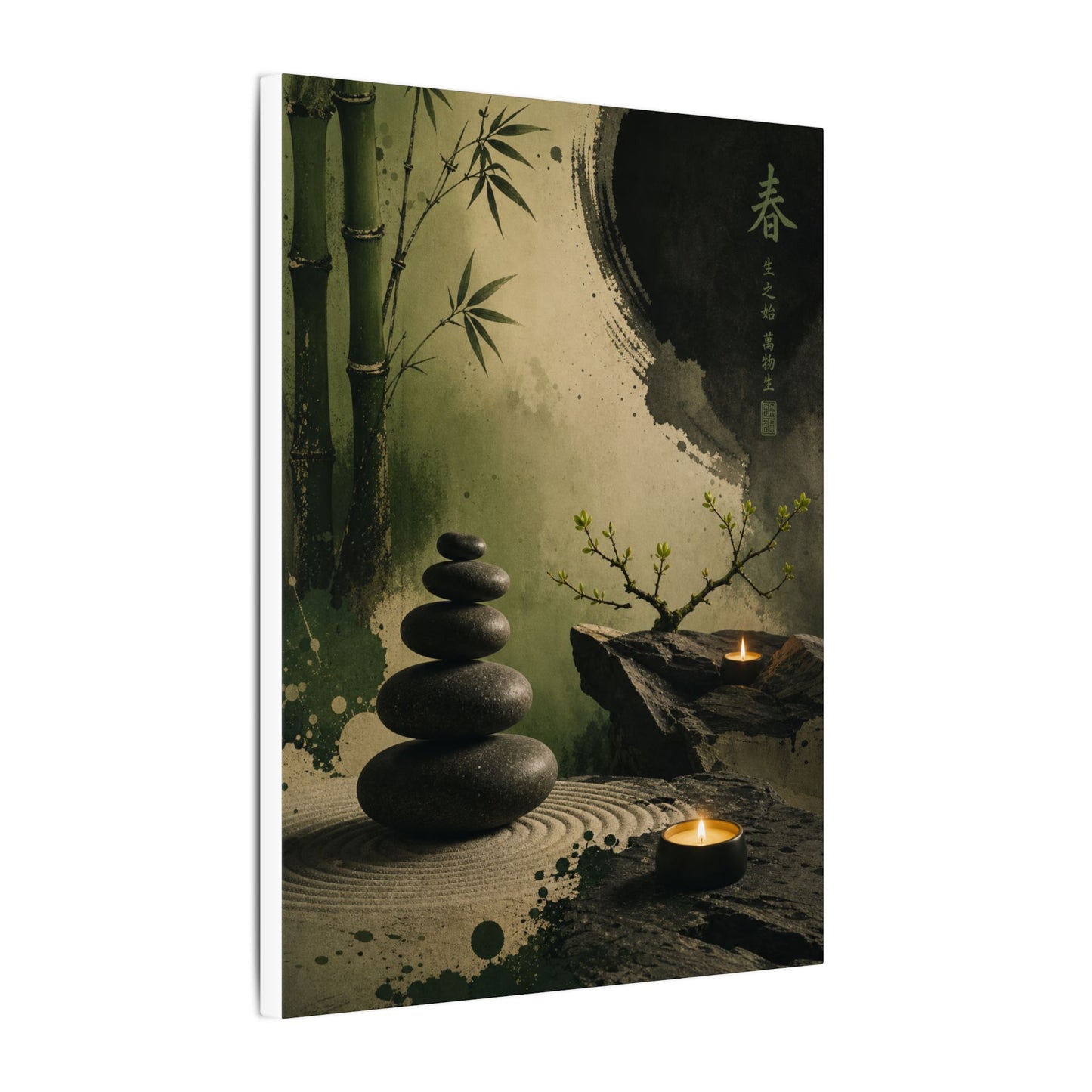 River Stones Spring Canvas Art | Zen Contemplative Design