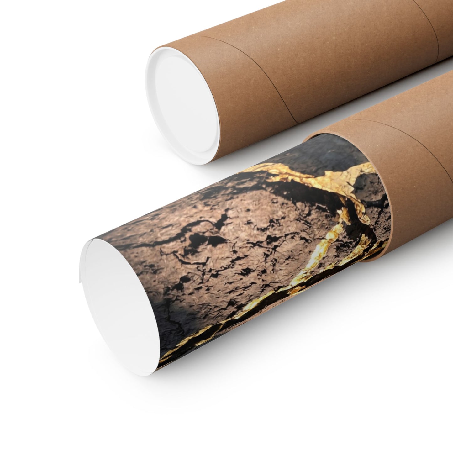 Cracked Earth Wall Art Print | Summer Kintsugi Gold Repair Art