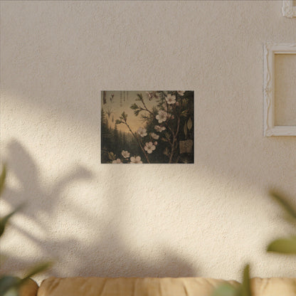 Spring Cherry Blossom Herbarium Canvas Art | Nostalgic Decor