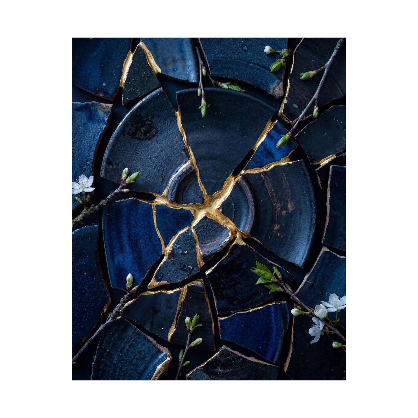 Broken Pottery Spring Wall Art Print | Kintsugi Resilient Design