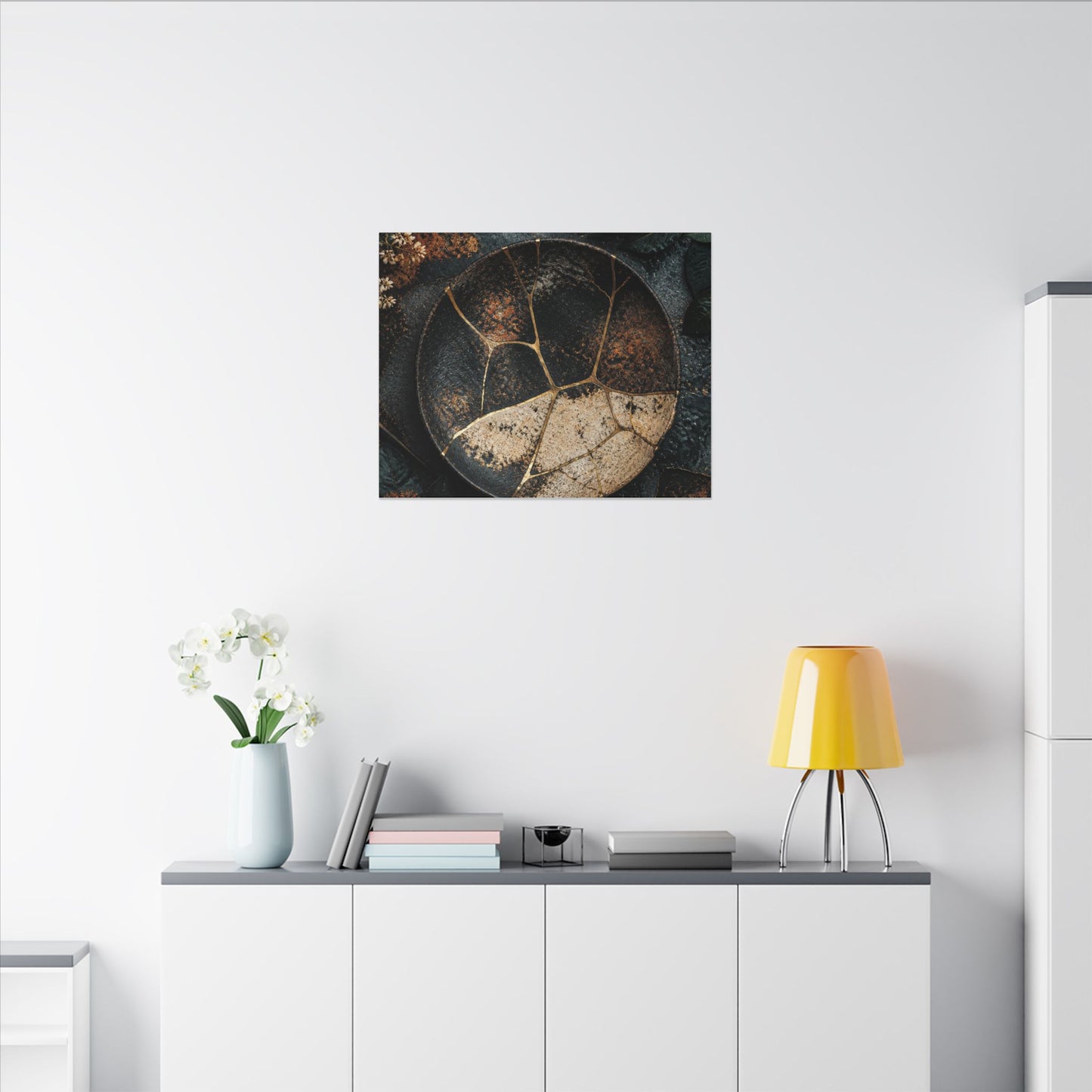 Kintsugi Rust Patina in Dawn | Gold Repair Canvas Art