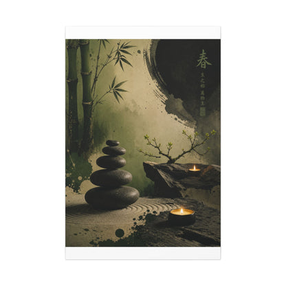 River Stones Spring Canvas Art | Zen Contemplative Design