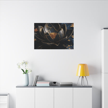 Moonlight Lotus Flower Canvas Art - Kintsugi Fukinsei