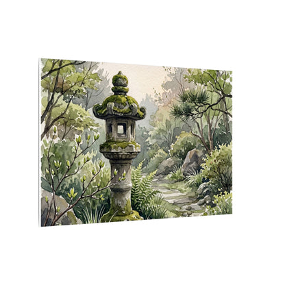 Neutral Stone Lantern Canvas Art - Watercolor Japandi