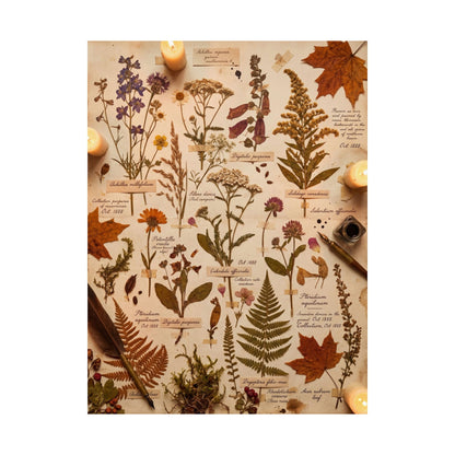 Autumn Dried Flowers Herbarium Wall Art Print | Earthy Decor