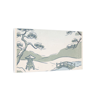 Japandi Moonlit Garden in Moonlight | Minimal Line Canvas Art
