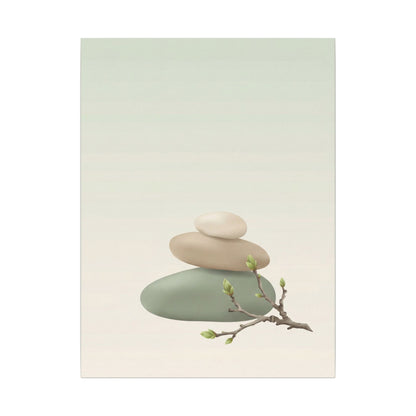 Dawn River Stones Canvas Art - Japandi Fukinsei