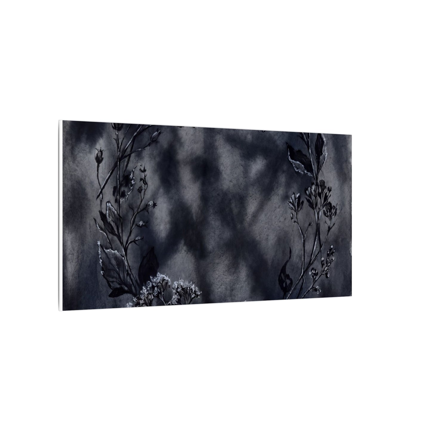 Dried Flowers Canvas Art | Winter Dark Japandi Shadow Zen Art