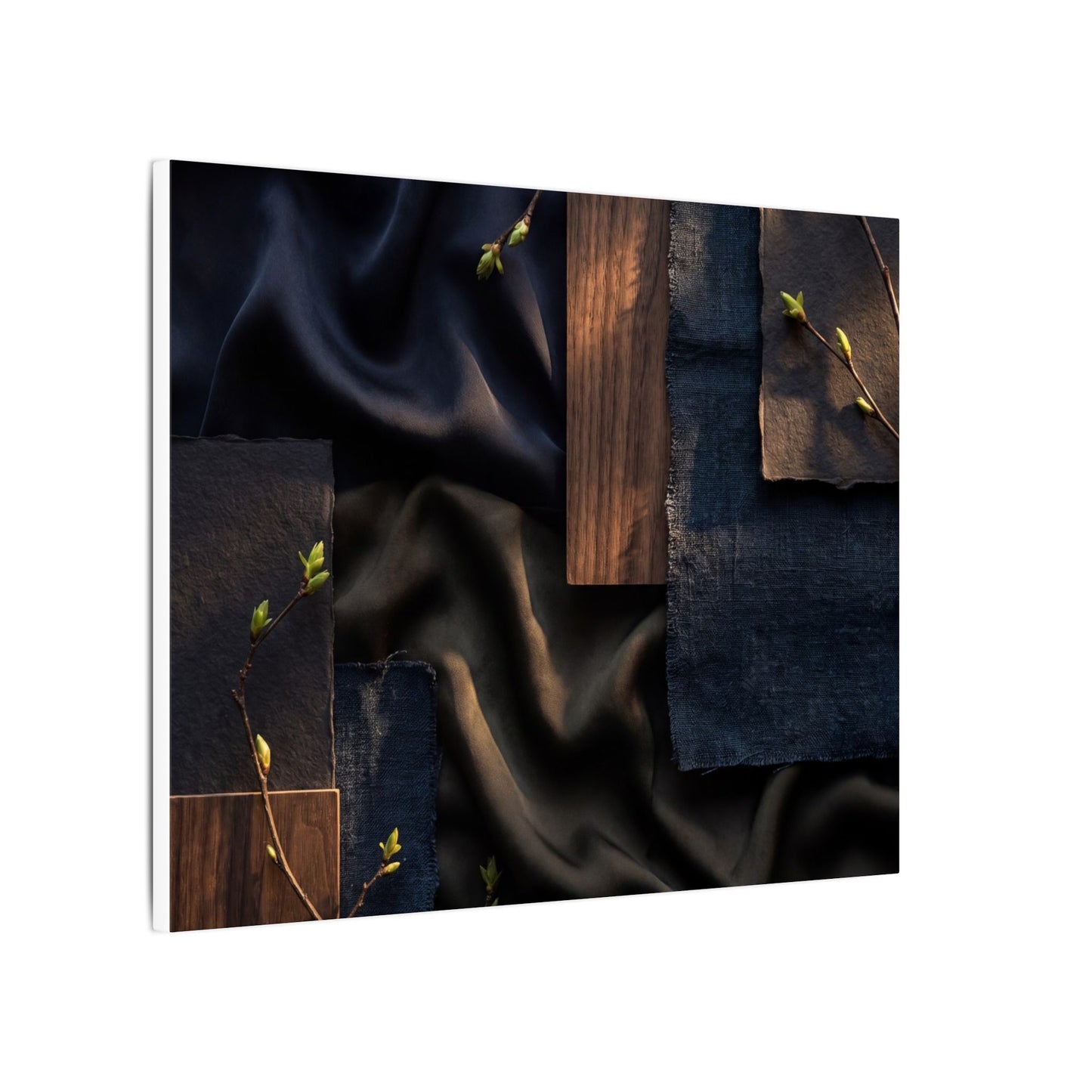 Silk Drape Spring Canvas Art | Dark Japandi Moody Design