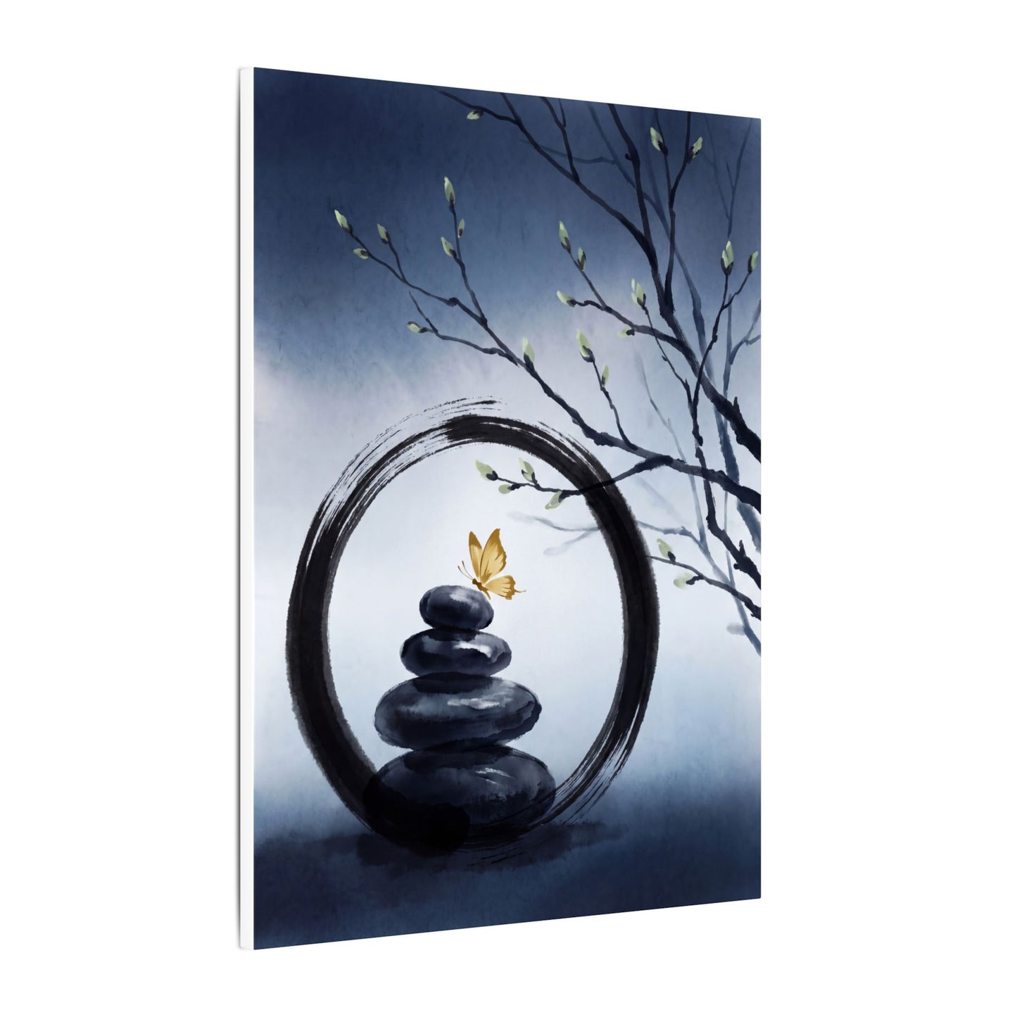River Stones Spring Canvas Art | Zen Peaceful Design