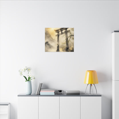 Spring Torii Gate Sumi E Canvas Art | Tranquil Decor