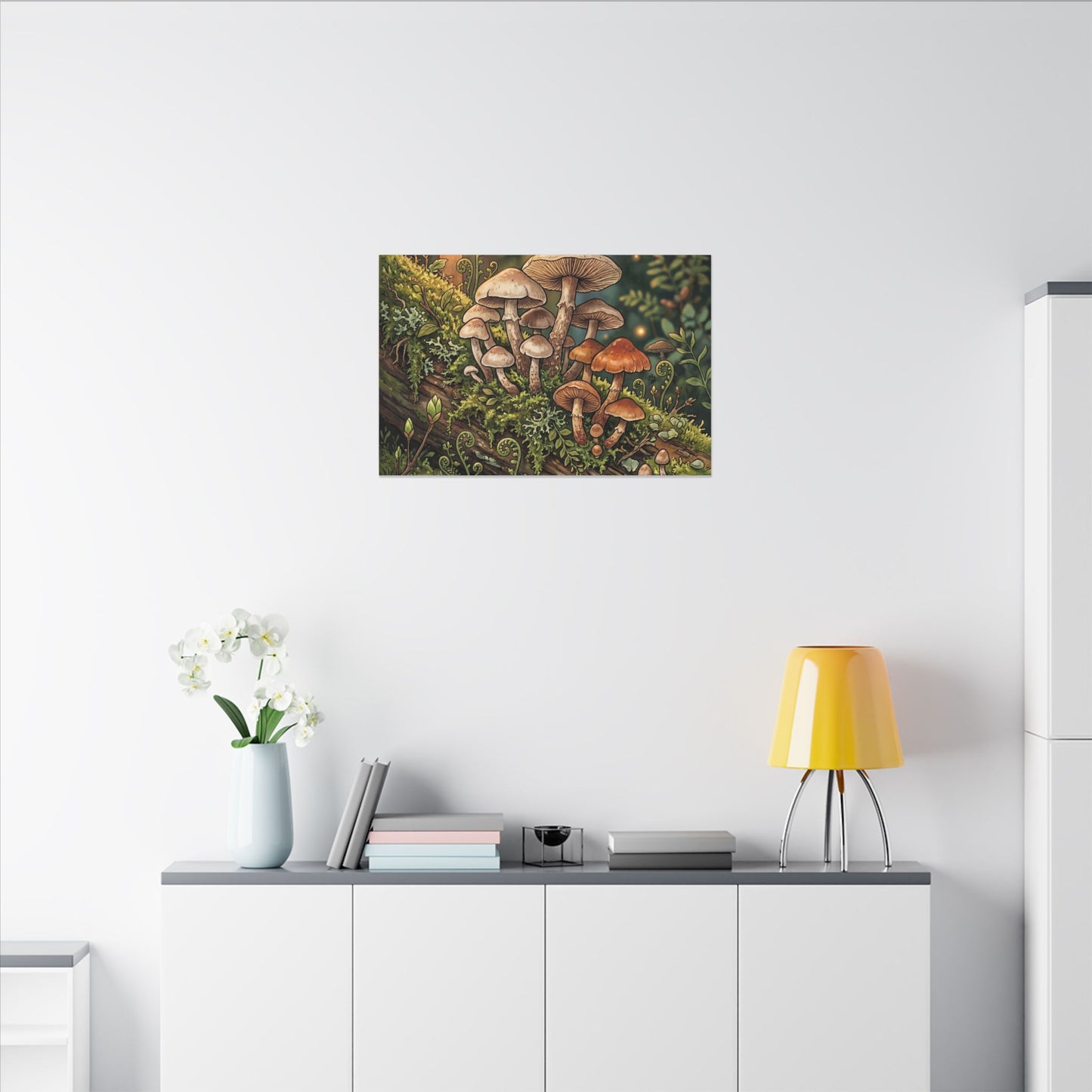 Spring Wild Mushrooms Herbarium Canvas Art | Rustic Decor