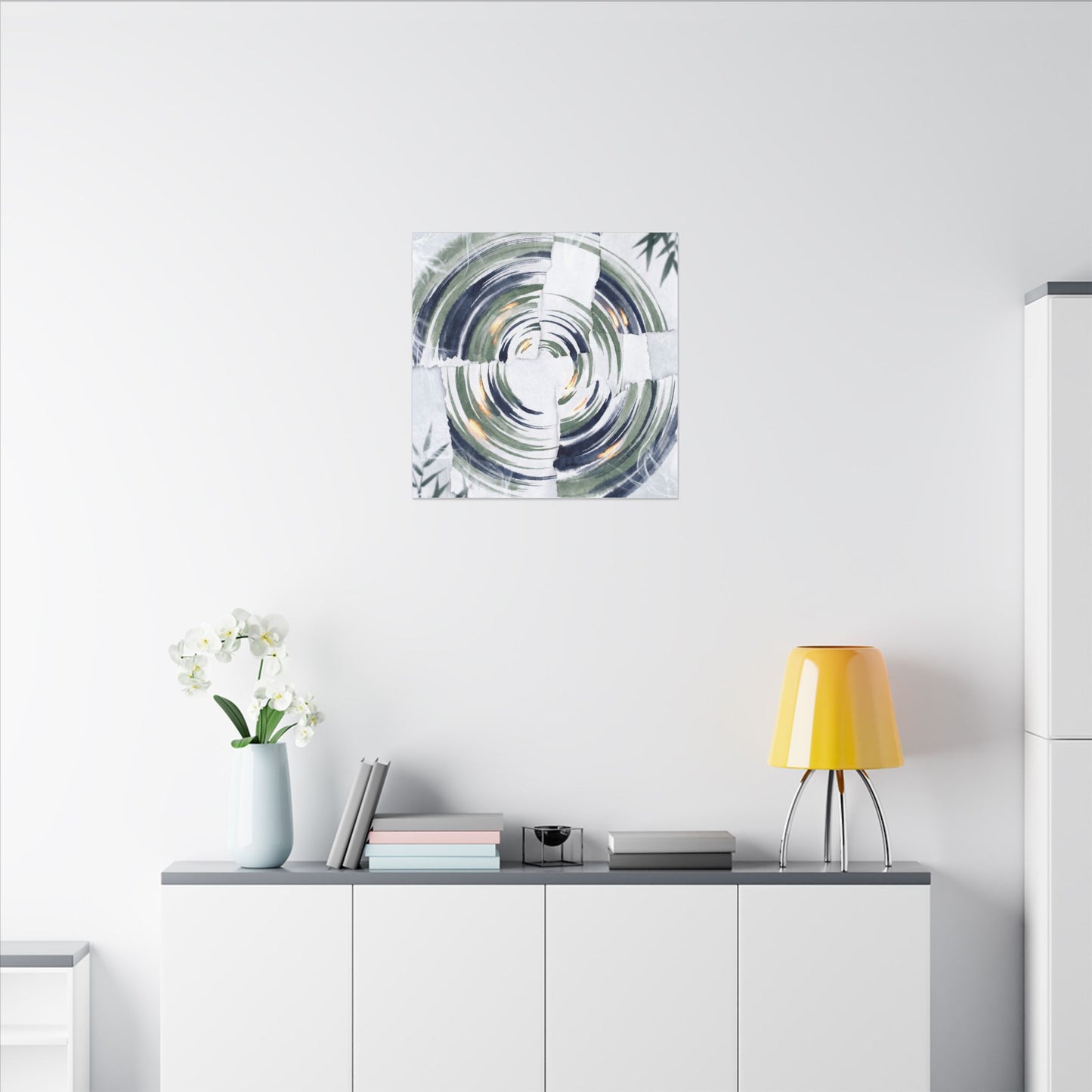 Winter Water Ripple Sumi E Canvas Art | Peaceful Decor