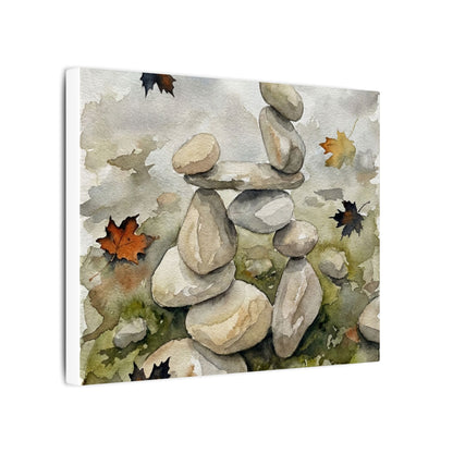Overcast River Stones Canvas Art - Japandi Fukinsei
