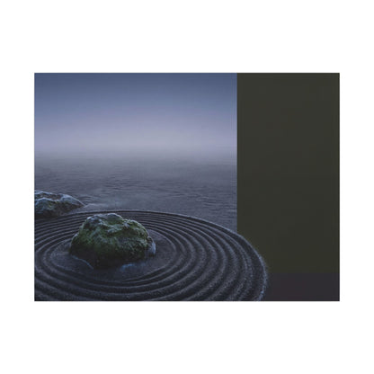 Ma Rock Garden Canvas Art - Dark Japandi Moody Minimal Art Print