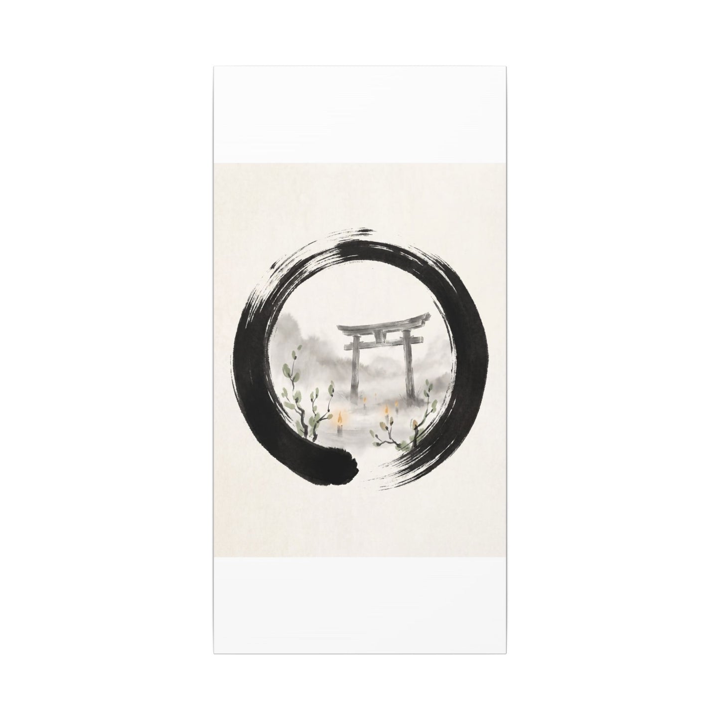 Spring Torii Gate Enso Canvas Art | Tranquil Decor