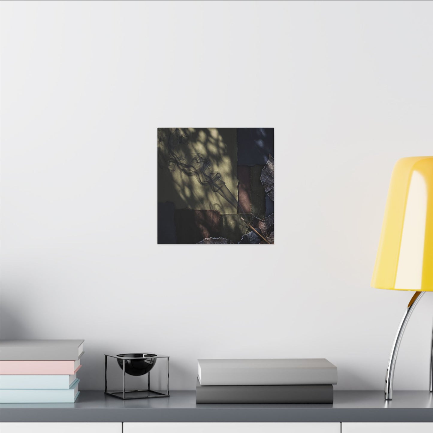 Ma Incense Smoke Canvas Art - Dark Japandi Dark Texture