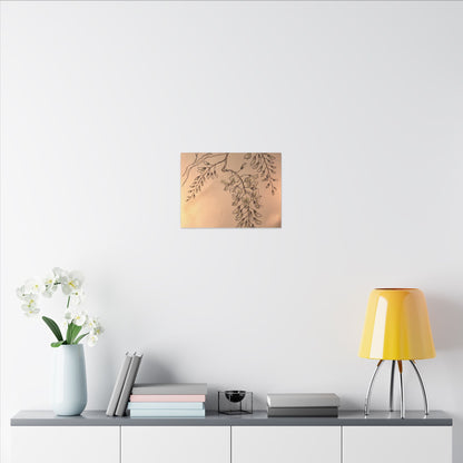 Japandi Wisteria in Candlelight | Minimal Line Canvas Art