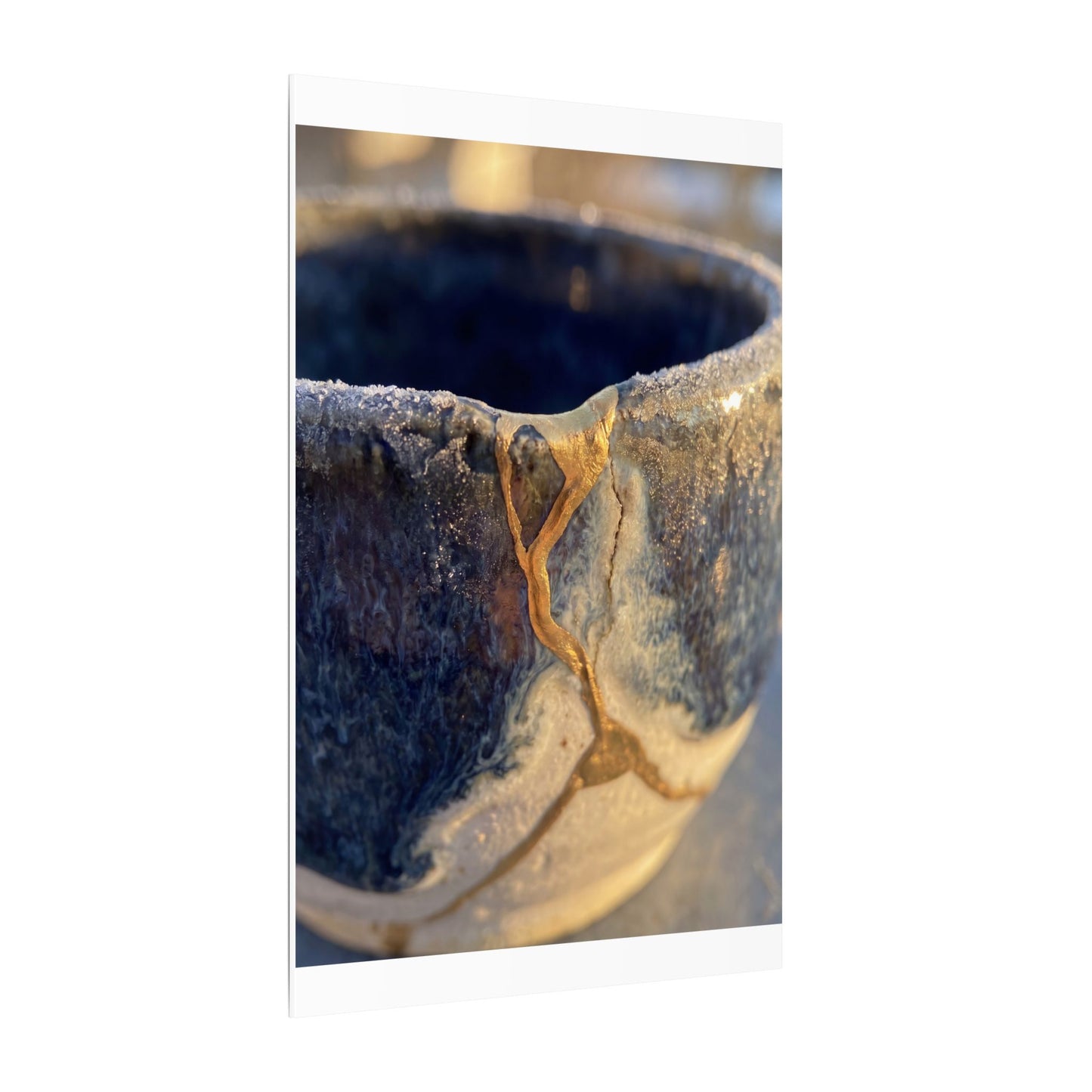 Winter Ceramic Bowl Gold Vein Canvas Art | Healing Decor