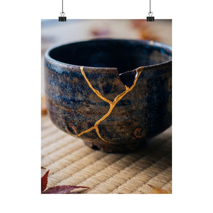 Autumn Tea Ceremony Gold Vein Wall Art Print | Healing Decor