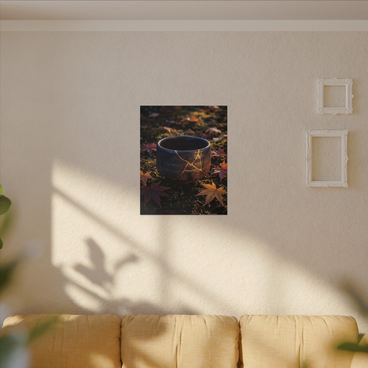 Kanso Moonlit Garden Canvas Art - Kintsugi Gold Repair