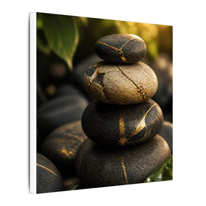Summer River Stones Broken Beauty Canvas Art | Healing Decor