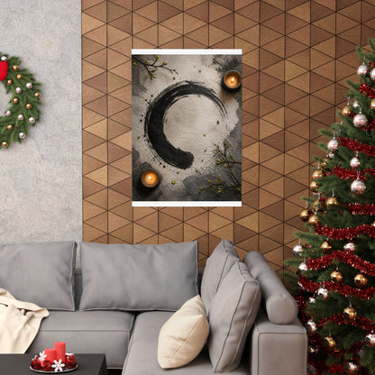 Peaceful Ink Brushstroke Wall Art Print - Enso Zen