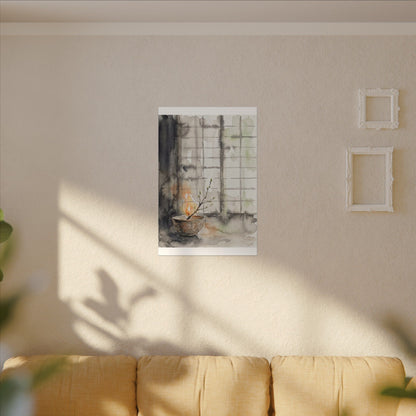 Shoji Screen Canvas Art | Spring Japandi Watercolor Art