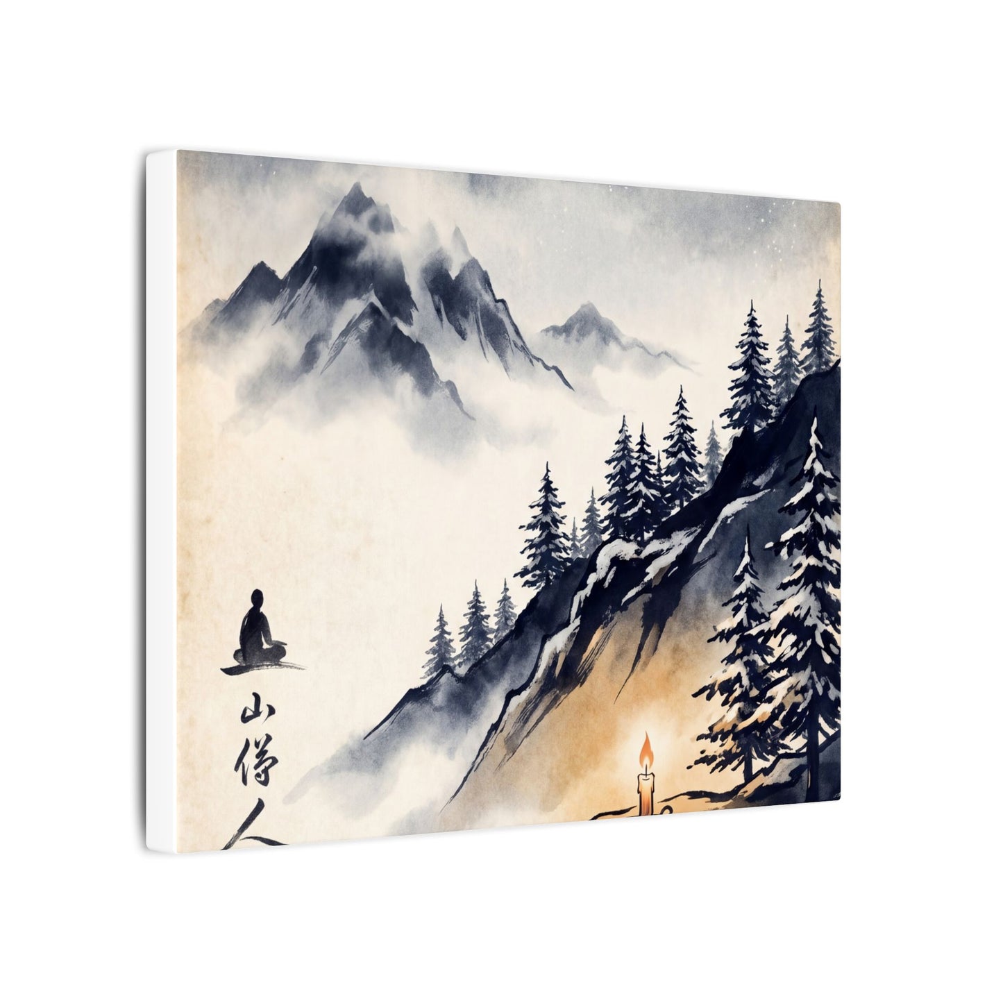 Mountain Mist Canvas Art | Winter Zen Ukiyo E Inspired Art