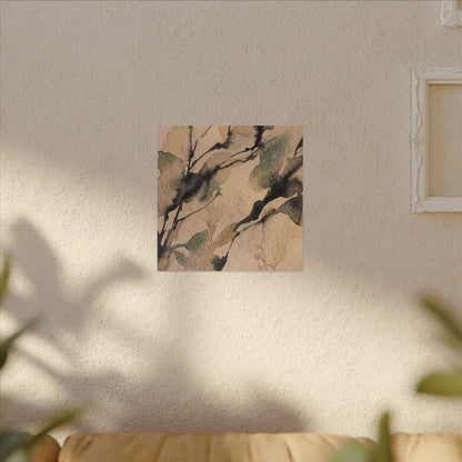 Japandi Shadow Play in Golden Hour | Watercolor Canvas Art