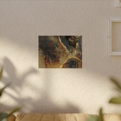 Datsuzoku Rust Patina Canvas Art - Kintsugi Crackle Gold