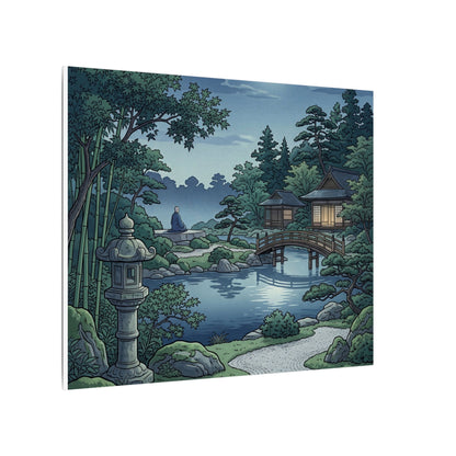 Summer Moonlit Garden Ukiyo E Inspired Canvas Art | Serene Decor